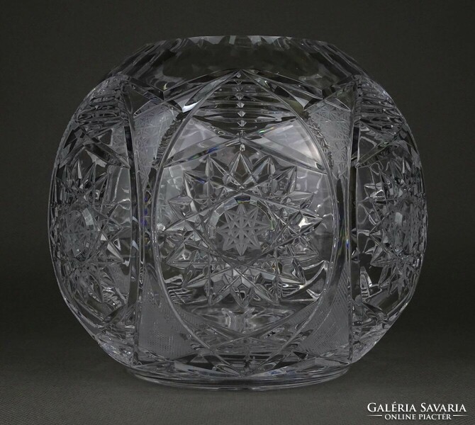 1P293 Régi nagyméretű kristály váza gömbváza 15.5 cm