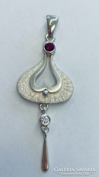 Silver ruby and zircon stone pendant