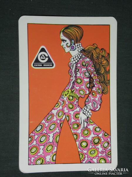Card calendar, center store, clothing, fashion, graphic designer, female model, 1971, (1)