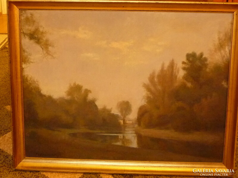 Miklós Bánovszky for sale: landscape at dusk, oil on canvas, gallery painting