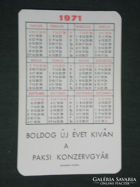 Kártyanaptár, Paks konzervgyár, Almabor, erotikus női modell , 1971 ,  (1)