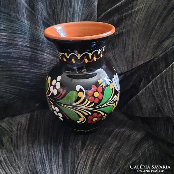 Hódmezővásárhelyi kerámia festett-mázas váza