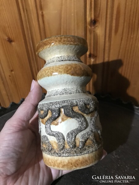 Retro iparművész váza mázas  kerámia váza jelzett