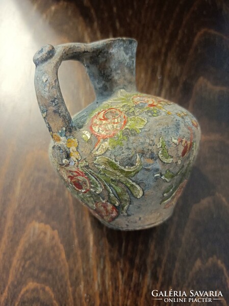 Painted jug, material jug/ folk ornament, with surface wear.