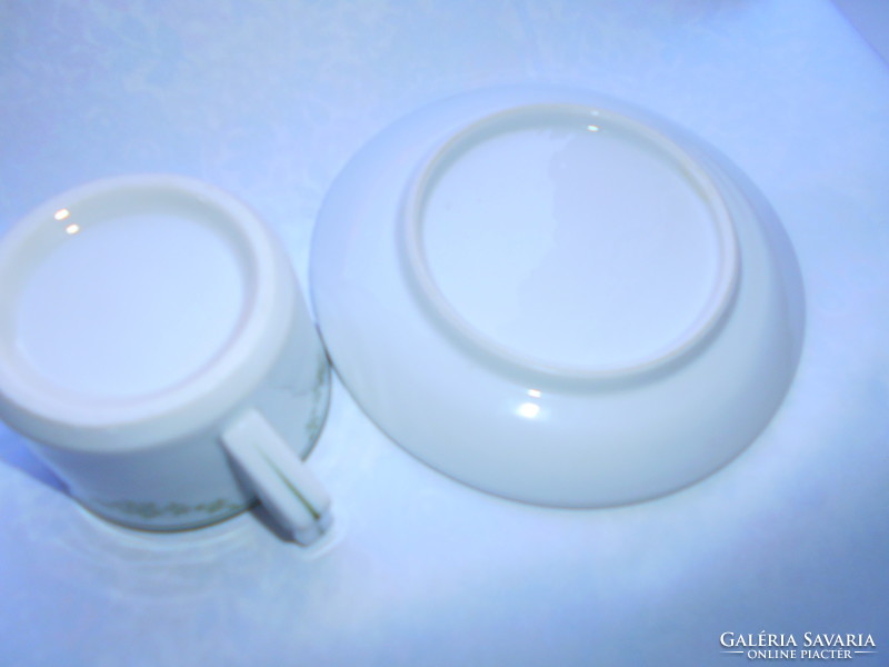 Cafe thick, heavy porcelain cup + saucer