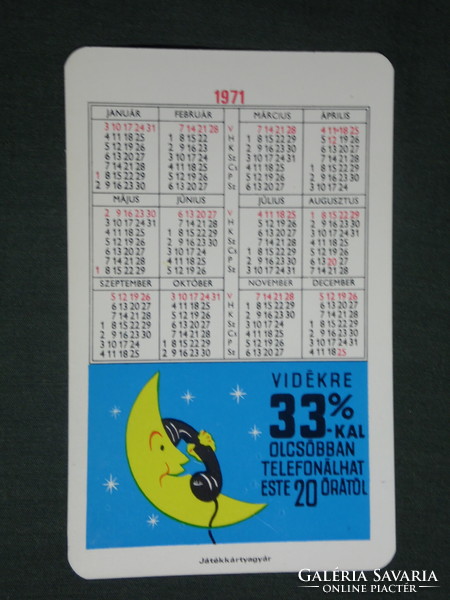 Kártyanaptár, Magyar Posta, díjtáblázat ,grafikai rajzos,virág, dísztávirat,telefon, 1971 ,  (1)