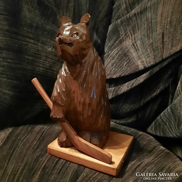 Carved wooden bear figure