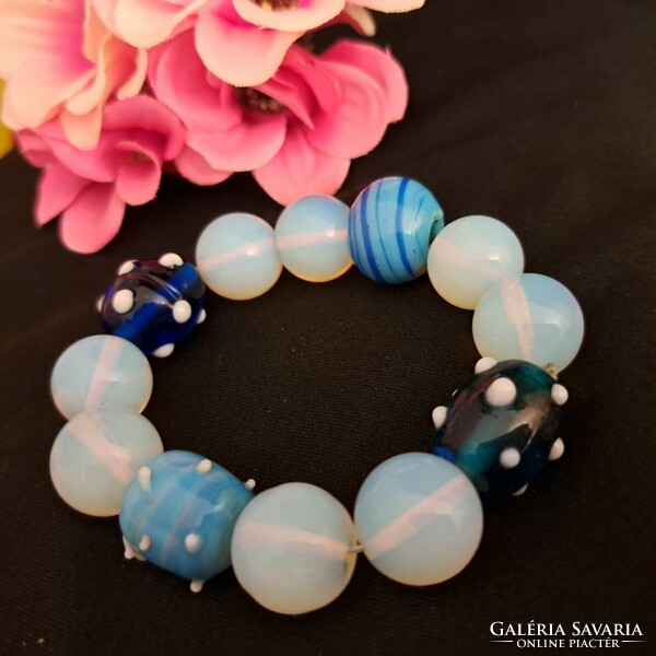 Murano glass and opalite bracelet 1.2 cm