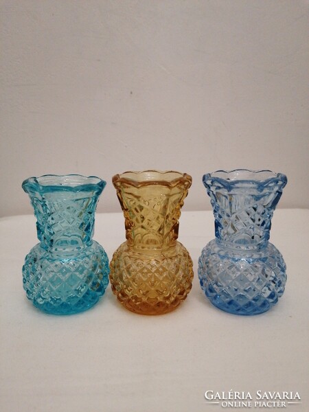 3 pieces of Czech Bohemian glass violet vase