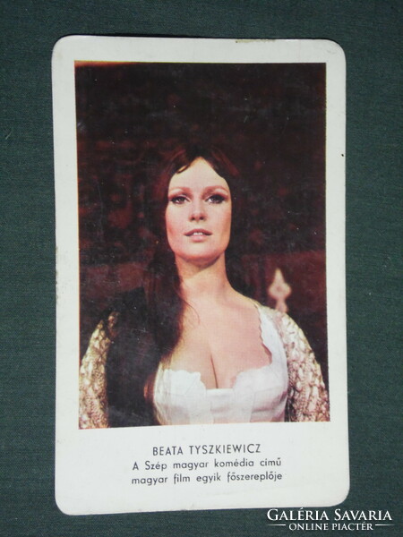 Card calendar, motion picture cinema, actress Beata Tyszkiewicz, erotic female model, 1971, (1)