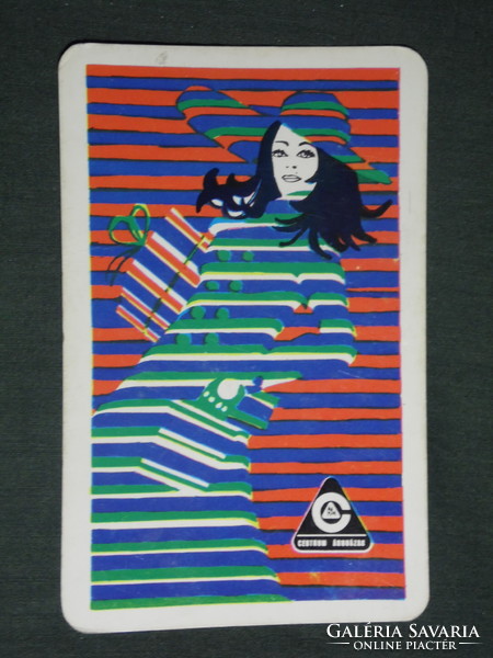 Kártyanaptár, Centrum áruház, ruházat,divat,grafikai rajzos, női modell, 1971 ,  (1)