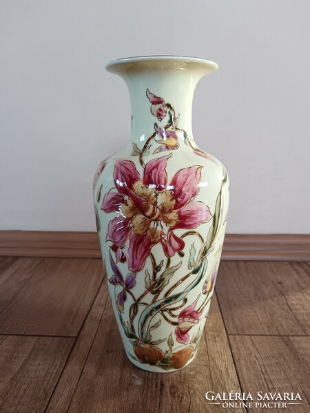 Old Zsolnay orchid pattern porcelain vase