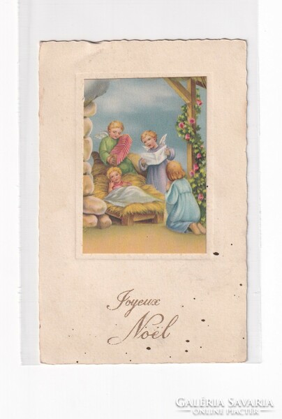 K:146 antique Christmas postcard religious 1945
