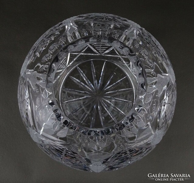 1P293 old large crystal vase spherical vase 15.5 Cm