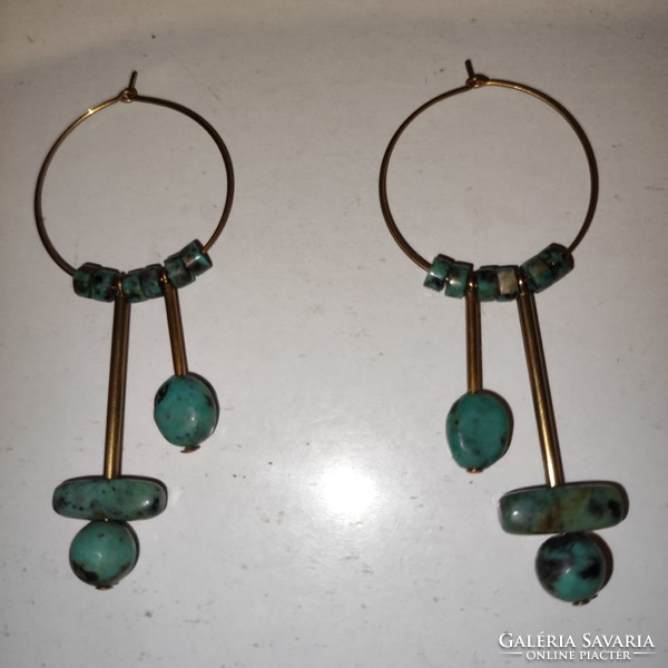 Dangle earrings with real turquoise eyes