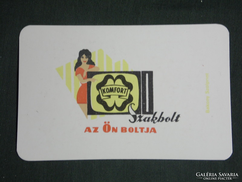Kártyanaptár, Komfort áruház,Veszprém,grafikai rajzos,női modell , 1971 ,  (1)