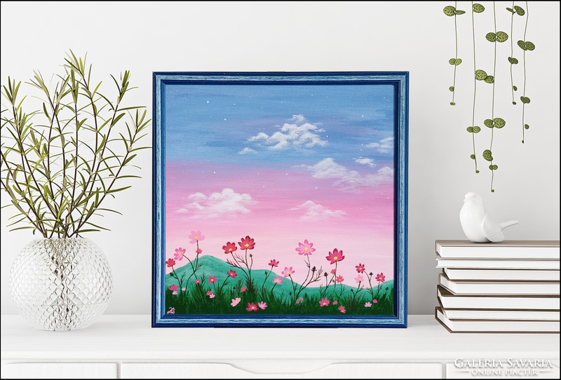 Flowers at dusk painting