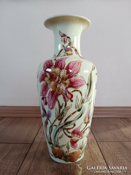 Old Zsolnay orchid pattern porcelain vase