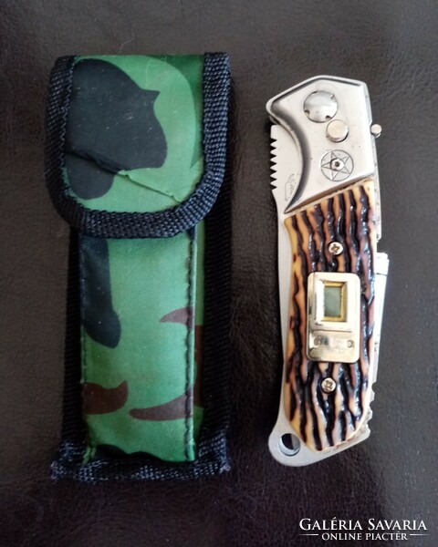 Old folding hunting knife / pocketknife with case