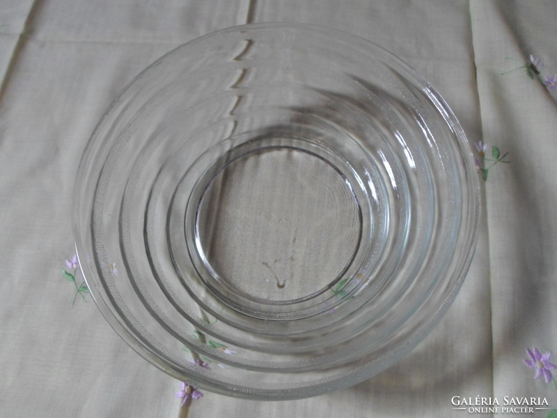 Retro / vintage üvegtál, vastag üveg asztalközép, mély tál (salátás, kompótos)  2.