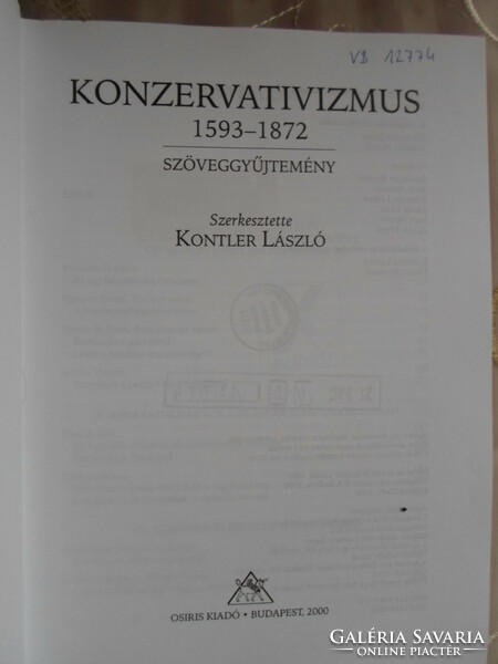 Conservatism, 1593–1872: text collection (ed. László Kontler; osiris textbooks, 2000)