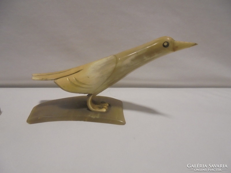 Vintage szaru madár figura, dísztárgy