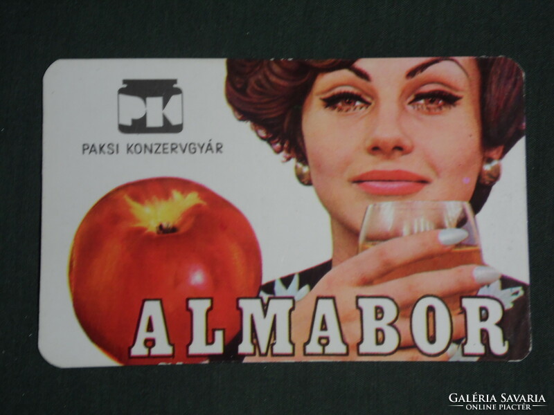 Kártyanaptár, Paks konzervgyár, Almabor, erotikus női modell , 1971 ,  (1)