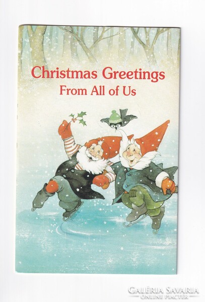 T:00 Santa's gnome in a large accordion postcard that can be opened