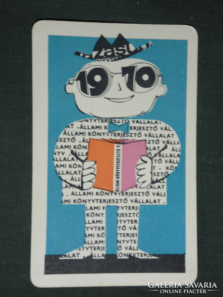 Kártyanaptár, Könyvterjesztő vállalat, grafikai rajzos, reklám figura,1970 ,  (1)