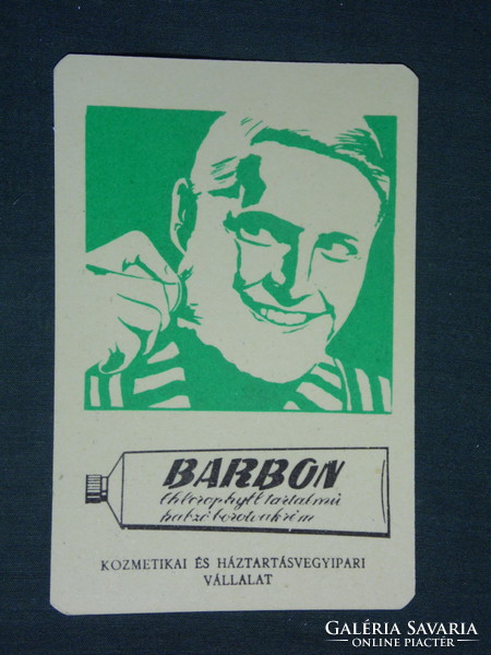 Kártyanaptár, Barbon borotvakrém, kozmetika háztartási vállalat,grafikai rajzos , 1971 ,  (1)