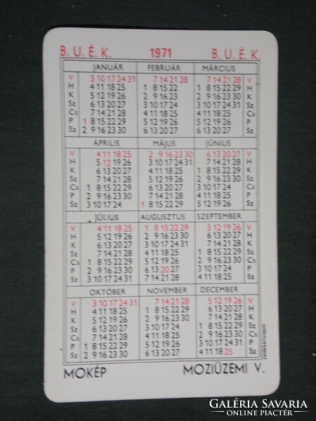 Card calendar, movie theater, actor András Kozák, 1971, (1)