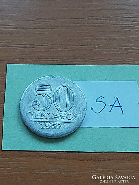 Brazil brasil 50 centavos 1957 alu. Sa