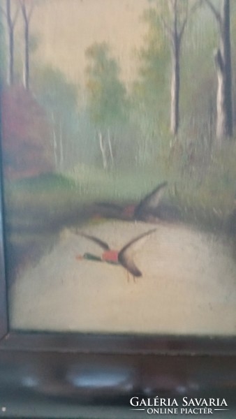 Erdőrèszlet madárral című kép ismeretlen festőtől