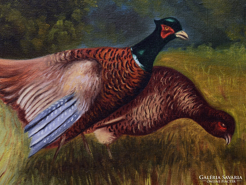 László Ofcsák's oil painting of pheasants