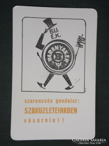 Kártyanaptár,Pécs,Baranyaker Szliven áruház,szaküzlet,grafikai rajzos, kéményseprő , 1971 ,  (1)