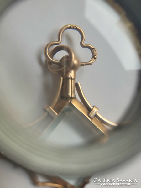 Art noveau 14k gold glass insert filigree photo holder pendant!