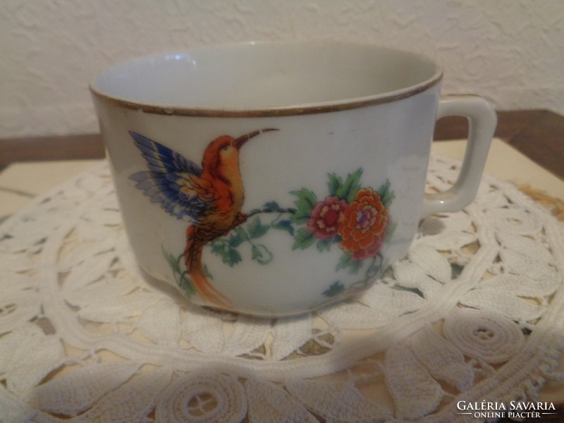 Teás csésze  , cseh MCP  ,  madár motívummal  , 9 x 6 cm + fogó