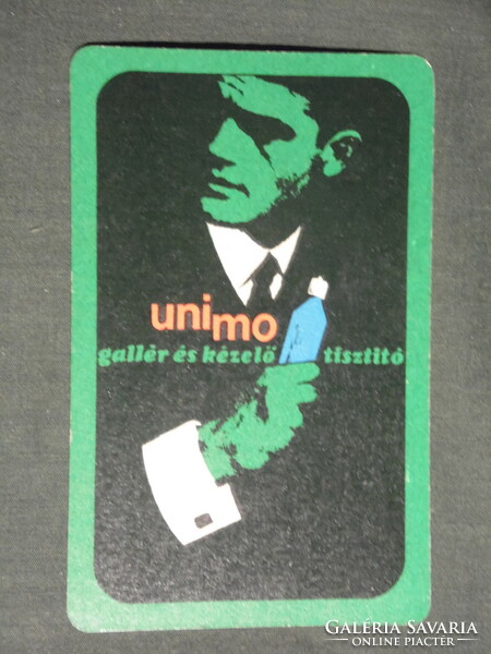 Kártyanaptár,Unimo ing gallér és kézelő tisztító,grafikai rajzos,férfi modell, 1970 ,  (1)