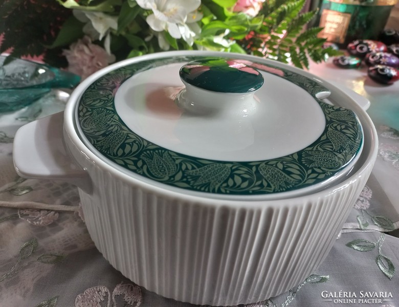 Rosenthal studio-linie bowl with lid, green border