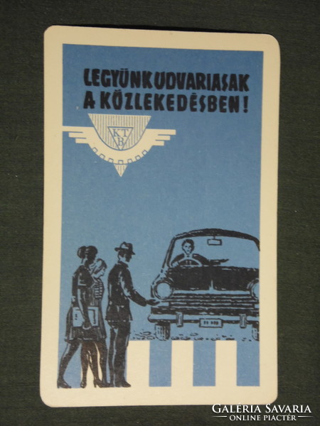 Kártyanaptár, Közlekedés biztonsági tanács, grafikai rajzos, zebra, 1970 ,  (1)