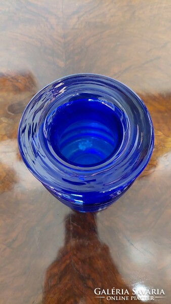 Retro cobalt blue glass vase, designed by Marita Voigt, ddr