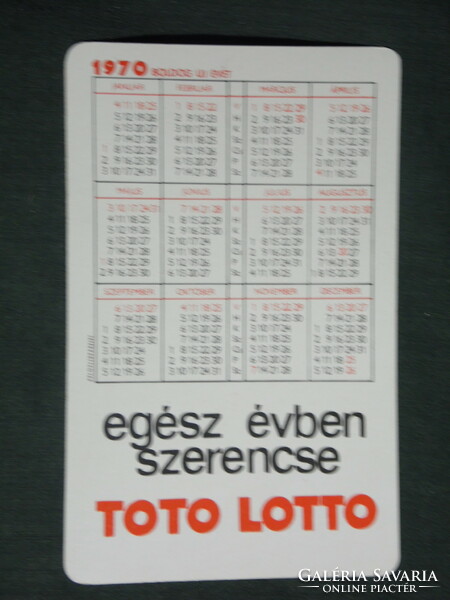 Card calendar, toto lottery game, male, female model, 1970, (1)