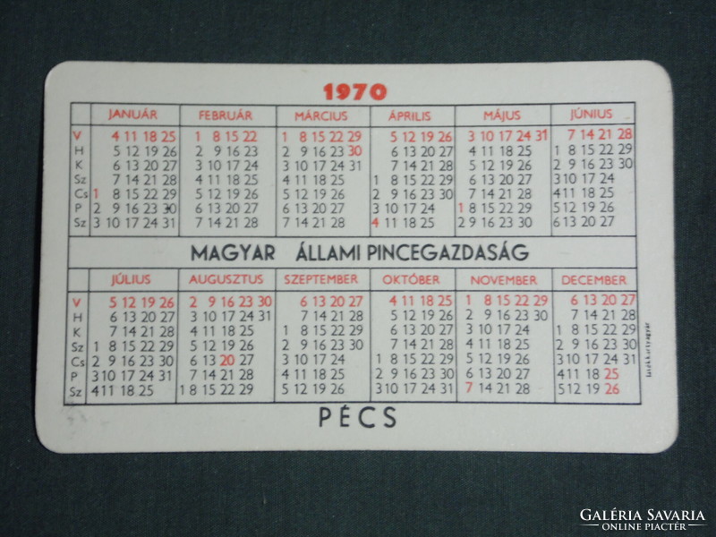Card calendar, Pannonian champagne, state cellar farm, Pécs, 1970, (1)