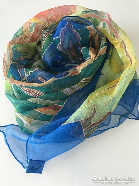 Silk scarf made of breathable material, hand painted, arty's design