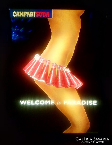 Campari Soda 'Welcome to Paradise' neonlámpa/tükör 2001 ritka!