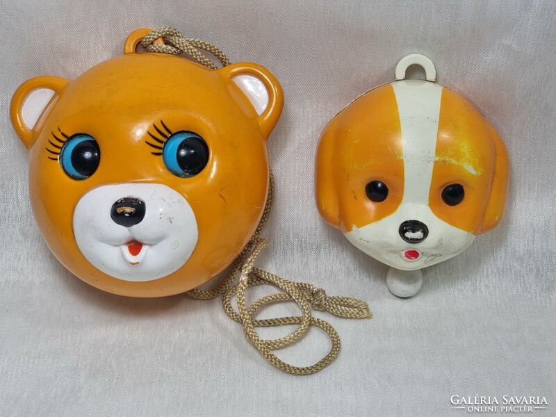 Rare Sankyo wind-up musical toy made in Japan from the 70s for a teddy bear and a small dog.
