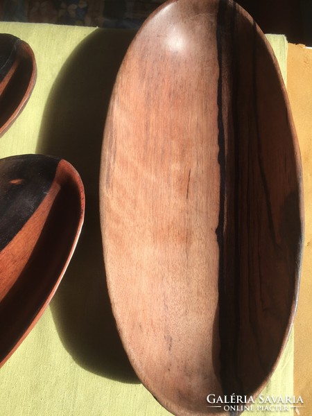 Three beautiful African wooden bowls made of exotic wood, with carving on the back - 79/1