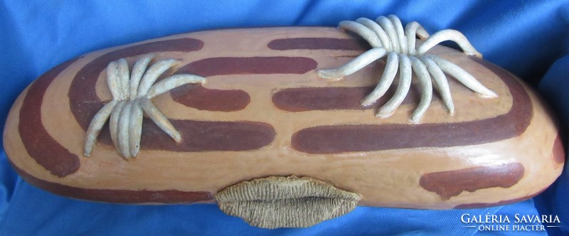 I. Jandric pottery, weevil bean. Vojvodina ceramicist, marked, 44x16 cm