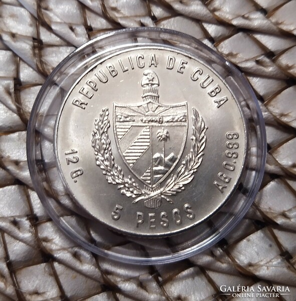 Sterling silver 0.999 Cuba ag 5 pesos 7000 minted pieces bu