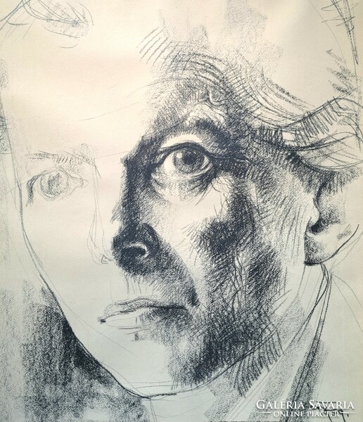 Portrait of Béla Bartók (pencil drawing) signed work in a frame